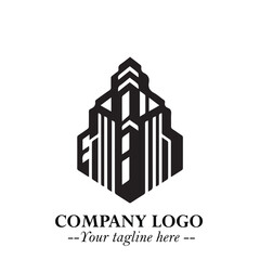 Building Logo Symbol in Black on the White Background with Modern Minimal Architecture Design