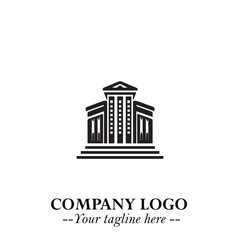 Building Logo Symbol in Black on the White Background with Modern Minimal Architecture Design