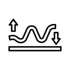 Line graph showing fluctuating trend with upward and downward arrows