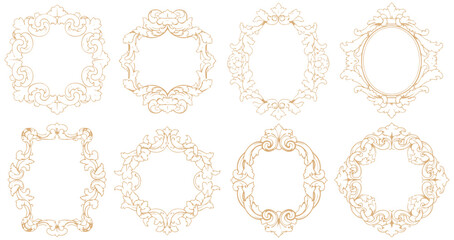 Elegant ornate scrollwork frames add decorative flair to designs