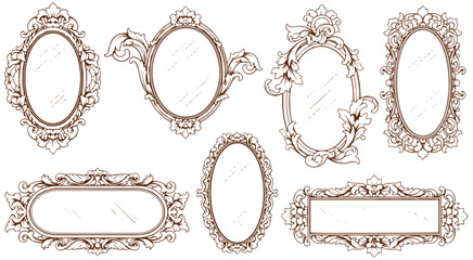Elegant ornate antique mirrors with intricate decorative frames vintage style