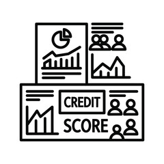 Credit score analysis and statistics with people icons