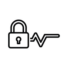 Security lock icon with a heartbeat line