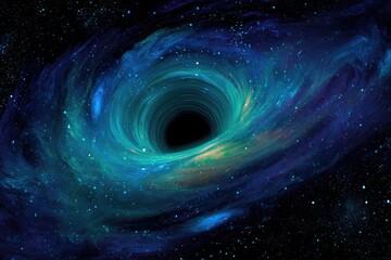 Obraz premium Swirling cosmic nebula around a dark hole in space