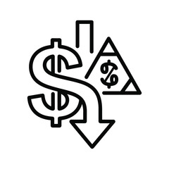 Dollar sign with downward arrow and percentage icon