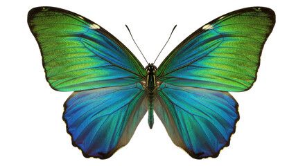 Isolated Morpho Butterfly with Iridescent Wings, Exotic Insect, Nature Concept, Delicate Creature