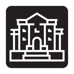 central bank black line icon for digital and print projects.