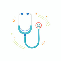 Flat Vector Illustration of Stethoscope Medical Tool