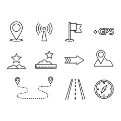 Map Location line art icon set vector