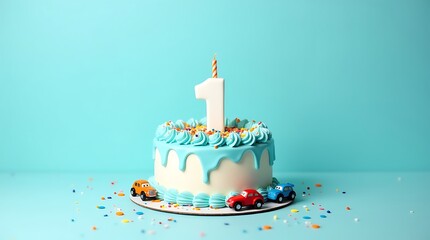 First birthday cake with blue theme