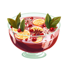 Vector illustration of a bowl of christmas punch