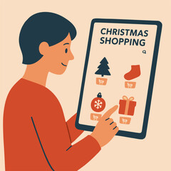 Digital Christmas shopping ilustration vector