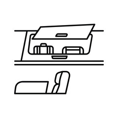 Overhead compartment in a car with luggage and a car seat