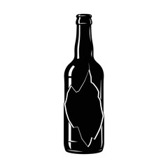 Broken beer bottle silhouette on transparent background  