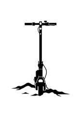 Electric scooter in snow on transparent background