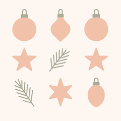 Minimalist Christmas ornament vector set