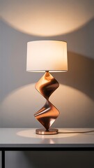 Sleek contemporary table lamp with spiral copper base design photo
