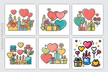 Romantic Gifts & Candle Icons Bundle