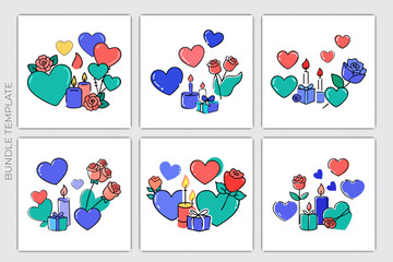 Romantic Gifts & Candle Icons Bundle