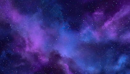 Fototapeta premium Cosmic expanse Nebula with purples, blues, starlight fills the dark void