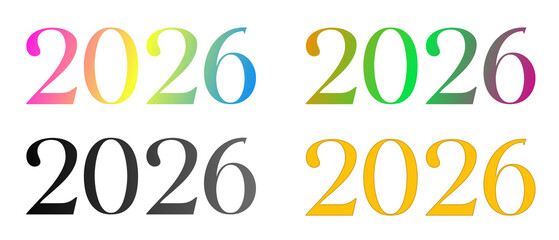 Colorful Gradient 2026 Typography Set for New Year Design