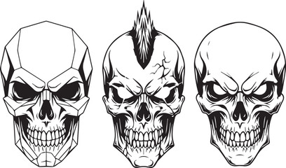 Fototapeta premium Three skulls with different styles