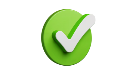 Stunning 3D green checkmark icon signifying success, approval, and completion for modern business and project management needs isolated on white or transparent png.