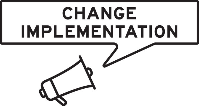 Megaphone icon with speech bubble in word change implementation on white background