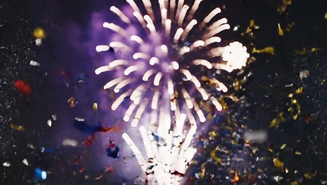new years fireworks colorful exploding with festive confetti