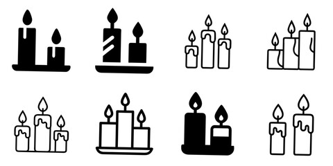 candles icon set. pictogram isolated on white background. Vector illustration.