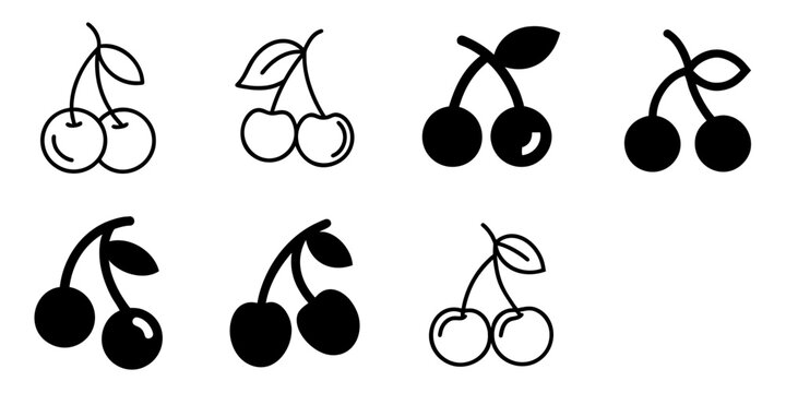 cherry icon set. pictogram isolated on white background. Vector illustration.