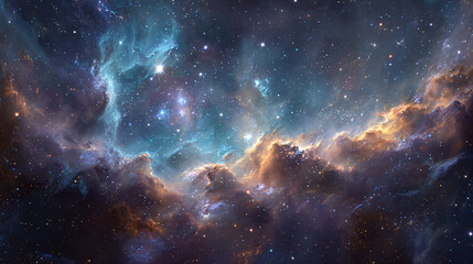 Fototapeta premium A mesmerizing image of a nebula, showcasing a captivating cosmic scene of interstellar gas and dust
