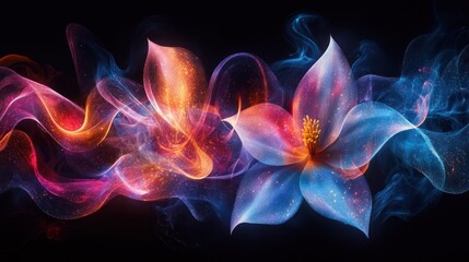 Fototapeta premium Abstract floral, glowing, smoke design