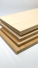 Stacked wooden composite boards show layered construction detail.