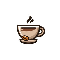 Obraz premium A simple, stylized illustration of a steaming cup of coffee