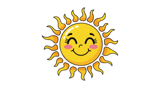 Happy sunshine cartoon illustration vector graphic design on transparent background