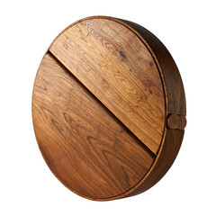 A Detailed Close-up of a Wooden Pill Shaped Object Against a Transparent Background Displaying a Rustic Texture and Deep Grooves