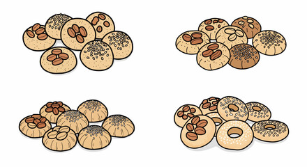 Assorted baked goods with coffee beans