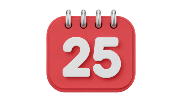 Mark your special day with this vibrant 3D calendar icon, perfect for event planning, anniversaries, or countdowns isolated on white or transparent png.