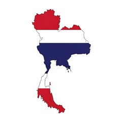 Fototapeta premium Thailand Map Flag - National Symbol of Southeast Asian Country.