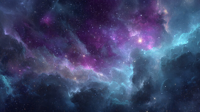 An awe-inspiring view of the celestial bodies in a galaxy, featuring nebulas and stars across the cosmos. The vastness of the universe is captured