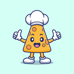 Cute Pizza Cheese Chef Cartoon