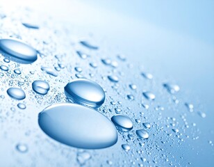 Closeup of Dew Drops on a Green Leaf