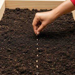 Hand Sowing Seeds in Soil for Gardening.