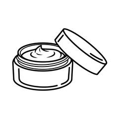 Cosmetic Cream Jar Outline Vector Illustration – Beauty Product Icon