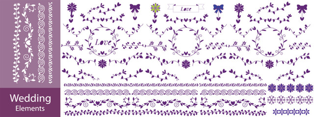 Set of hand drawn decorative borders and dividers. Elegant calligraphic lines, vintage flourishes and ornamental swirls for page decoration, wedding invitations or web design.