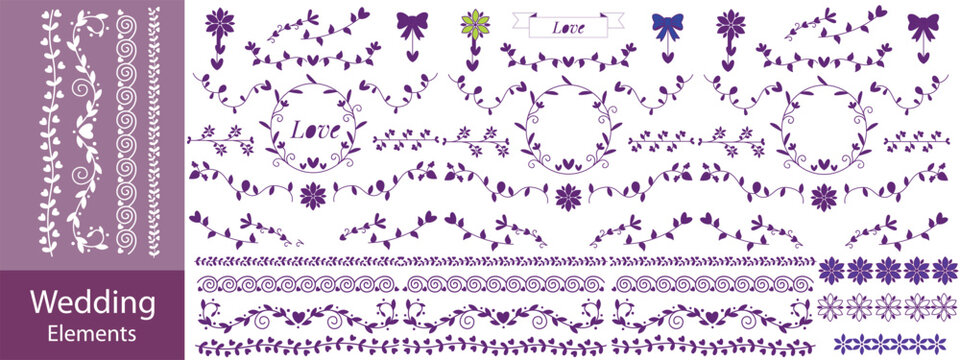 Set of hand drawn decorative borders and dividers. Elegant calligraphic lines, vintage flourishes and ornamental swirls for page decoration, wedding invitations or web design.
