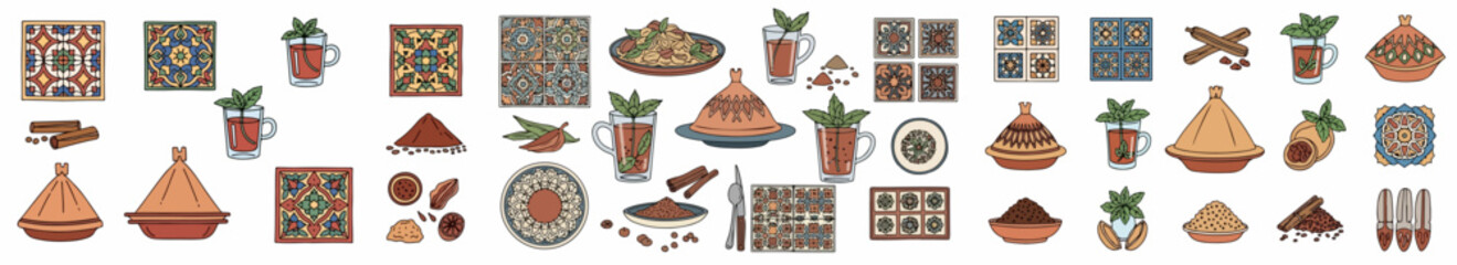 Moroccan cuisine and spices collection