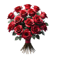 A Generous Bouquet of Deep Red Roses Tied With a Delicate Red Ribbon Set Against a Stark Black Background