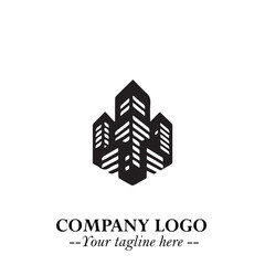 Building Logo Symbol in Black on the White Background with Modern Minimal Architecture Design
